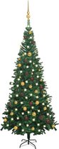 vidaXL - Kunstkerstboom - met - verlichting - en - kerstballen - L - 240 - cm - groen