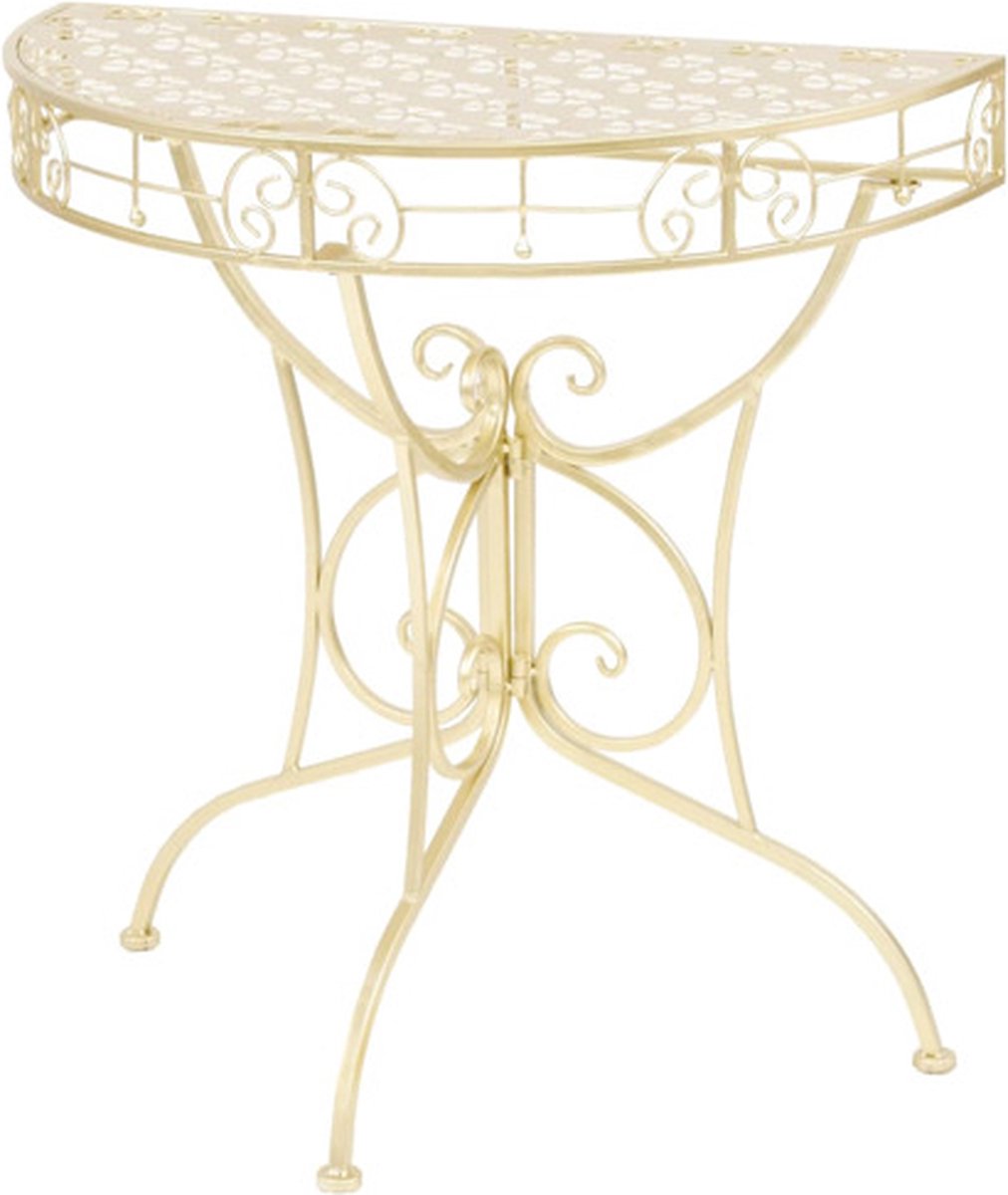 vidaXL Bijzettafel - vintage - stijl - half - rond - 72x36x74 - cm - metaal - goud