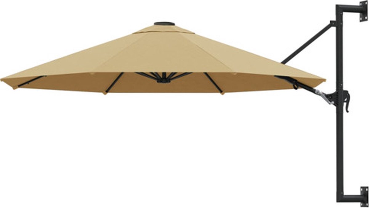 Bol.com vidaXL - Wandparasol - met - metalen - paal - 300 - cm - taupe aanbieding