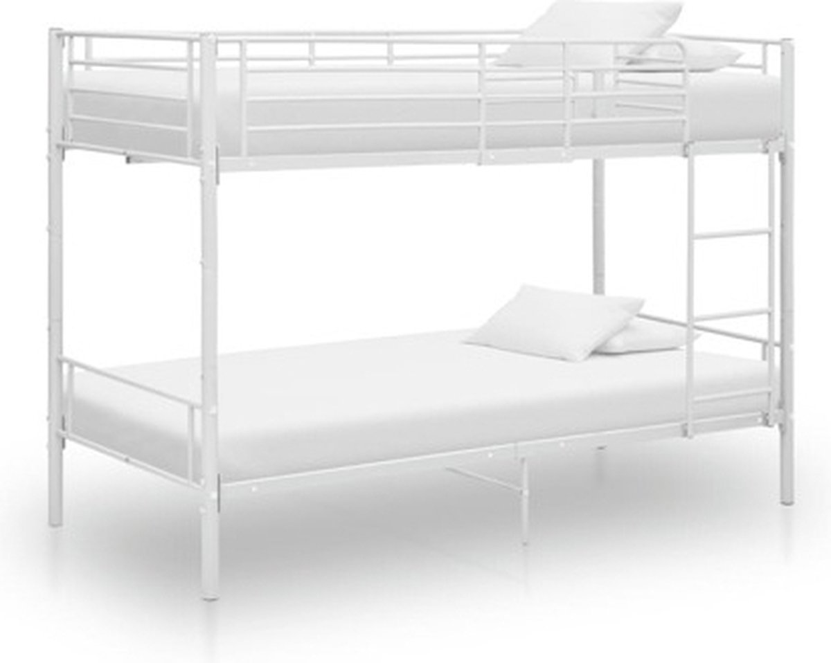vidaXL - Stapelbed - metaal - wit - 90x200 - cm