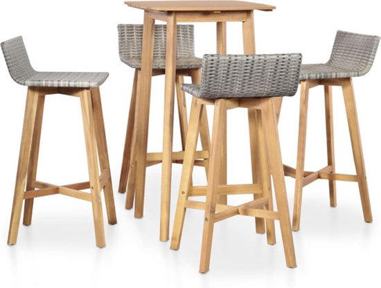 vidaXL-Ensemble de jardin 5 pièces-Bois d'acacia massif - Ensemble de jardin - Ensemble de jardin