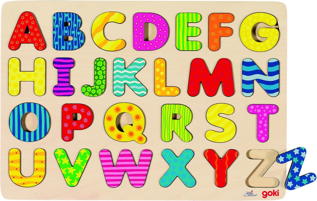 GOKI Inlegpuzzel - Abc Hoofdletters - 30X21Cm - Educatief - 3 Jaar