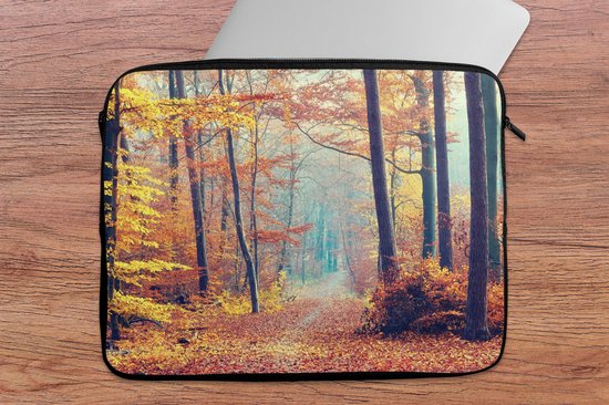 Housse ordinateur 17 pouces - Forêt - Automne - Feuilles - Housse ordinateur - Dimensions intérieures 42,5x30 cm - Dos noir