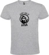 Grijs T shirt met print van " Just Do It Later " print Zwart size L