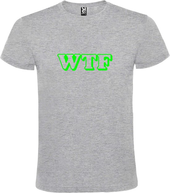 Grijs T-shirt ‘WTF’ Groen maat 4XL