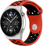 Strap-it Sport siliconen bandje - geschikt voor Huawei Watch GT / GT 2 / GT 3 / GT 3 Pro 46mm / GT 2 Pro / GT Runner / Watch 3 & 3 Pro - rood/zwart