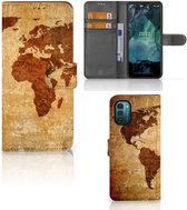 Telefoonhoesje Nokia G11 | G21 Wallet Bookcase Wereldkaart
