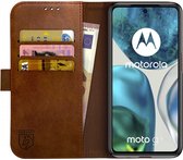 Rosso Element Book Case Wallet Hoesje Geschikt voor Motorola Moto G52 | Portemonnee | 3 Pasjes | Magneetsluiting | Stand Functie | Bruin