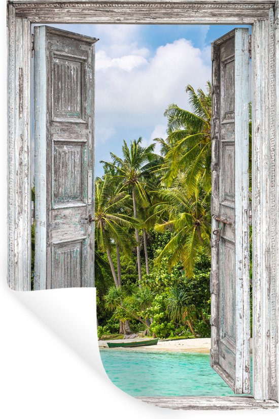 Stickers muraux - Film autocollant - Palmier - Mer - Transparent - Tropical - 40x60 cm - Film adhésif - Stickers muraux chambre d'enfant - Papier peint autocollant - Papier peint autocollant - Film autocollant