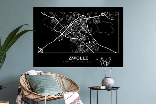 Stickers Stickers muraux - Plan de la ville - Carte - Zwolle - Carte - 90x60 cm - Feuille adhésive