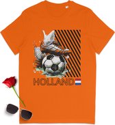 T Shirt Heren - T Shirt Dames - Voetbal Nederland - Oranje - Maat M