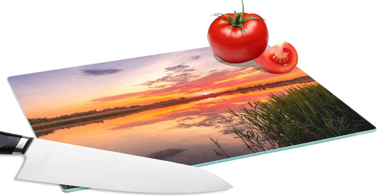 Glazen Snijplank - 28x20 - Water - Lucht - Natuur - Snijplanken Glas