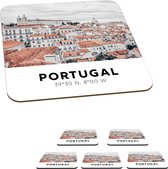 Onderzetters voor glazen - Portugal - Lissabon - Huizen - 10x10 cm - Glasonderzetters - 6 stuks