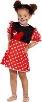 Wilbers & Wilbers - Mickey & Minnie Mouse Kostuum - Waar Is Mickey? Minnie - Meisje - Rood, Zwart - Maat 80 - Carnavalskleding - Verkleedkleding