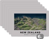 Placemat - Placemats kunststof - Nieuw Zeeland - Water - Groen - Strand - 45x30 cm - 6 stuks - Hittebestendig - Anti-Slip - Onderlegger - Afneembaar