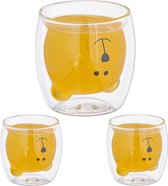 Relaxdays drinkglazen 'ijsbeer' - set van 3 - sapglazen - voor kinderen - transparant