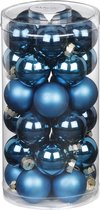 30x pcs petites boules de Noël en verre bleu foncé 4 cm - Décorations Décorations pour sapins de Noël de Noël / Décorations de Noël