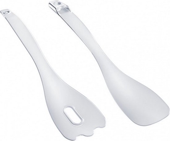 Metaltex Tweengs 2-in-1 Serving Set and Tongs, Transparent