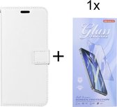 Bookcase Geschikt voor: Samsung Galaxy A33 5G Wit - Portemonnee hoesje met 1 stuk Glas Screen protector - ZT Accessoires