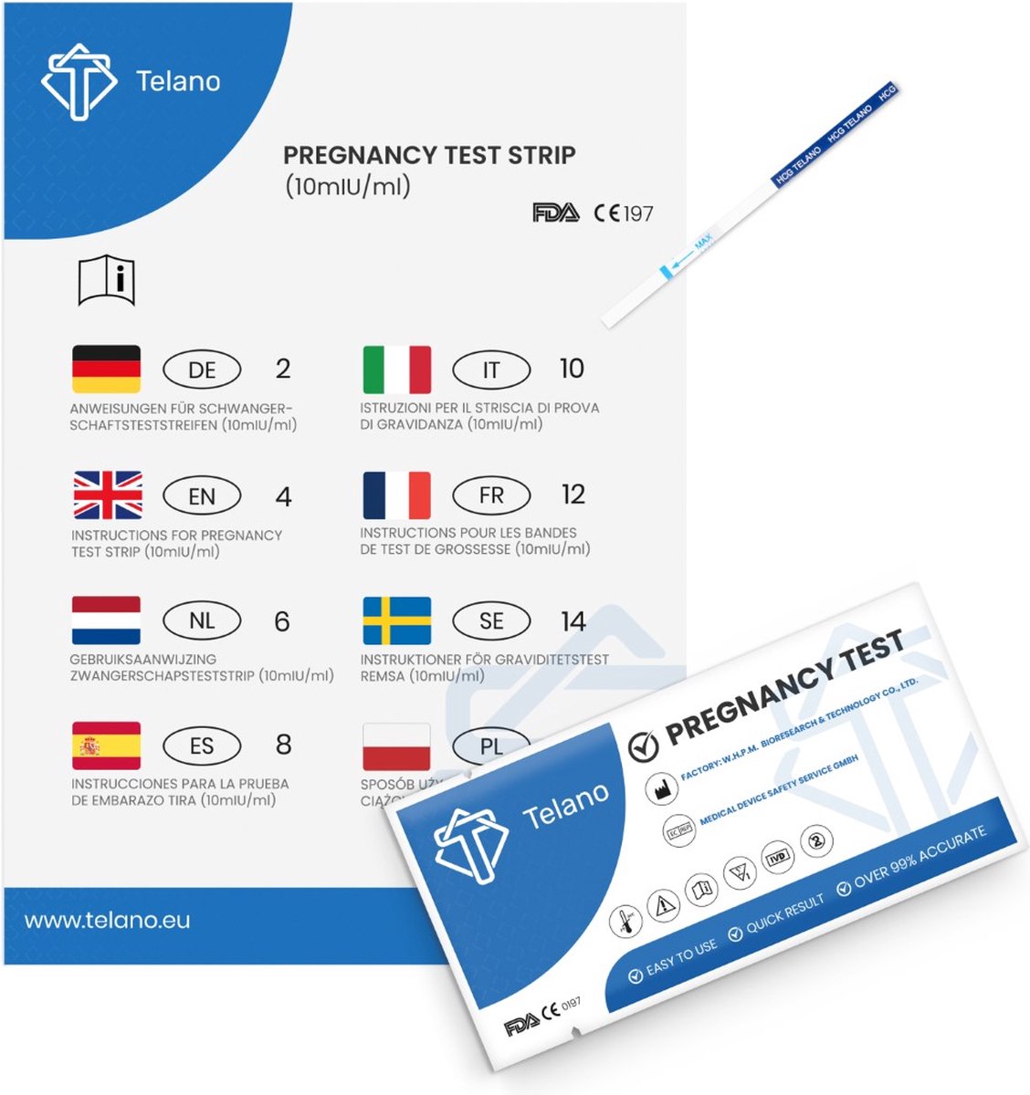 Telano Zwangerschapstest Extra Vroeg Dipstick 20 stuks - Strip Extra Gevoelig – foto 4