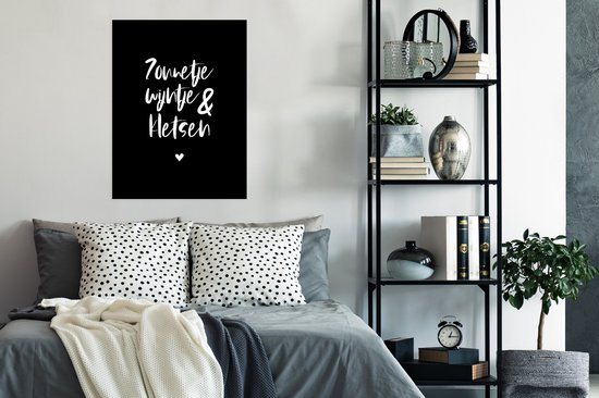 Affiche Citations - Sunshine, wine & chat - Texte - Vin - Été - 60x80 cm