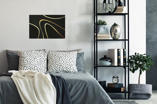 Poster Gouden golven op een zwarte achtergrond - 30x20 cm