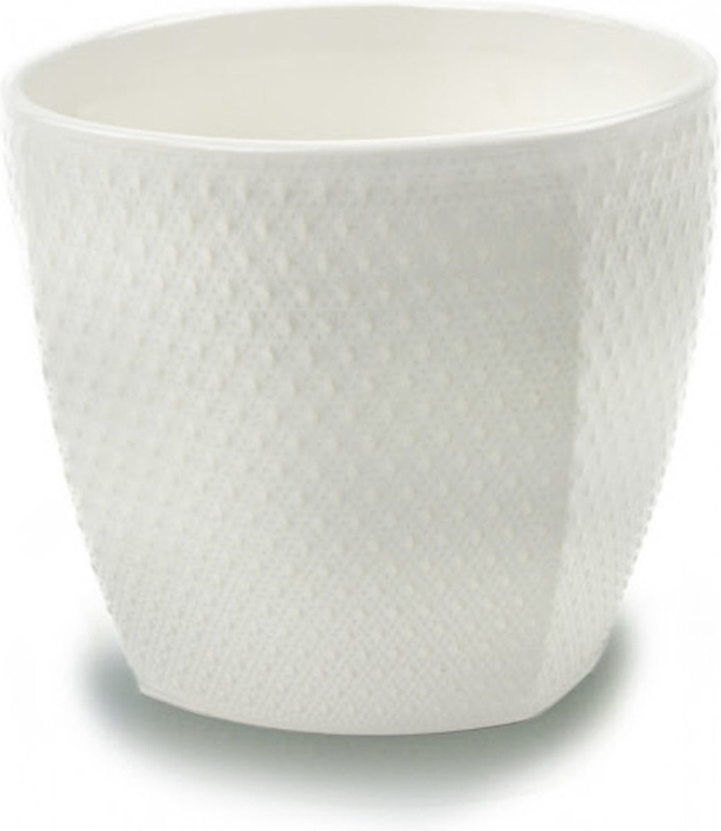 Decoratieve bloempot Vintage D17cm H15cm creme