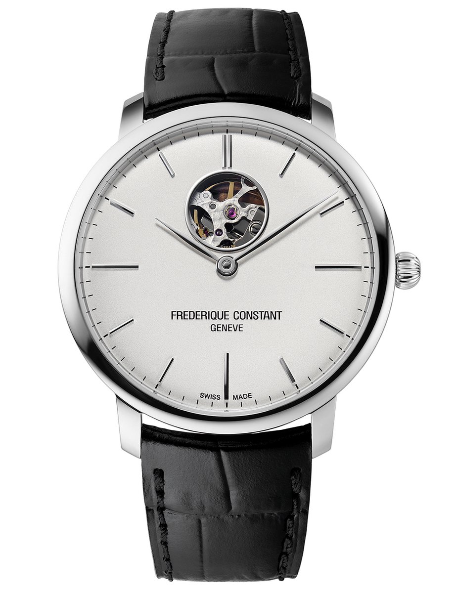 Frédérique Constant Slimline Heart Beat FC-312S4S6 Horloge - Leer - Zwart - Ø 40 mm