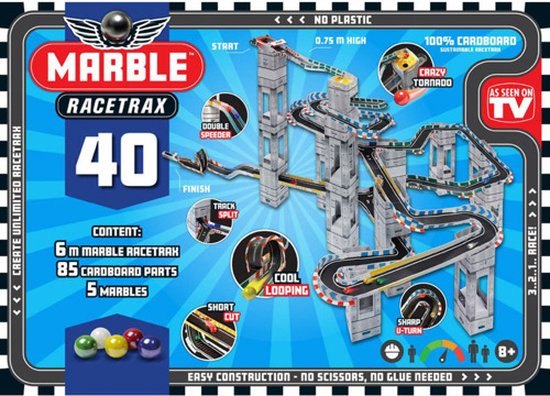 Marble Racetrax Circuit Set Knikkerbaan - Racebaan - 40 Sheets 6 Meter