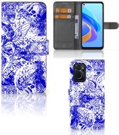 Book Style Case OPPO A76 | A96 Smartphone Hoesje Angel Skull Blue