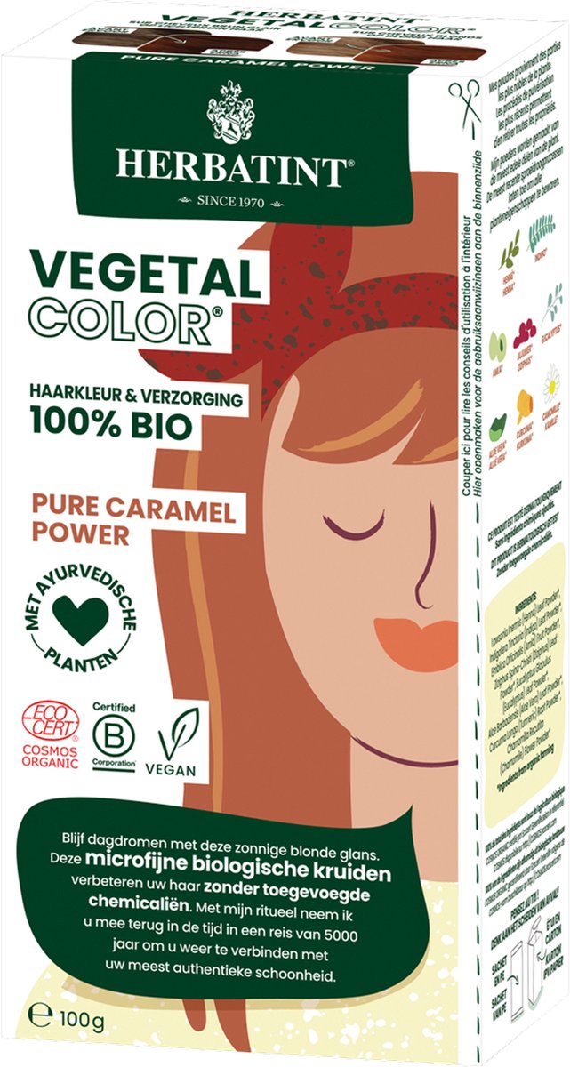 Herbatint Vegetal Color - Haarverf - Biologisch en vegan - Pure Caramel Power (koper) - 100 gram