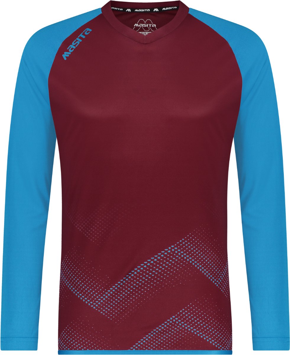 Masita | Riva Dames & Heren T-Shirt Lange Mouw Unisex Sportshirt - BURGUNDY/SKY - XXXL