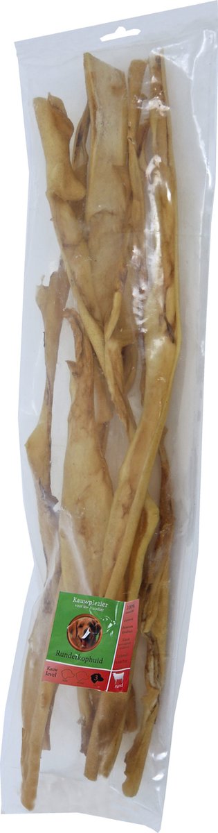 Boon Natuurlijke Snack rund, runderkophuid 70 cm, voordeelzak a 6 stuks.