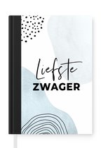 Notitieboek - Schrijfboek - Spreuken - Quotes - 'Liefste zwager' - Blauw - Notitieboekje klein - A5 formaat - Schrijfblok