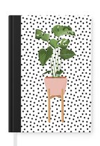Notitieboek - Schrijfboek - Plant - Monstera - Bloempot - Notitieboekje klein - A5 formaat - Schrijfblok