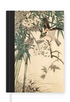 Notitieboek - Schrijfboek - Rode vogel in de bamboe - Notitieboekje klein - A5 formaat - Schrijfblok