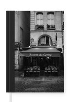 Notitieboek - Schrijfboek - Frankrijk - Zwart - Wit - Café - Notitieboekje klein - A5 formaat - Schrijfblok