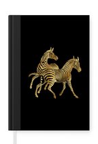 Notitieboek - Schrijfboek - Zebra - Vintage - Goud - Afrika - Notitieboekje klein - A5 formaat - Schrijfblok