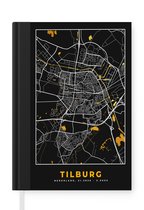 Carnet - Carnet d'écriture - Carte - Tilburg - Or - Zwart - Carnet - Format A5 - Bloc-notes - Plan de la ville