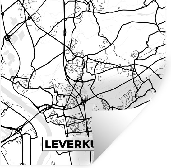 Stickers muraux - Leverkusen - Plan de la ville - Carte - Plan d'étage - 50x50 cm - Film adhésif