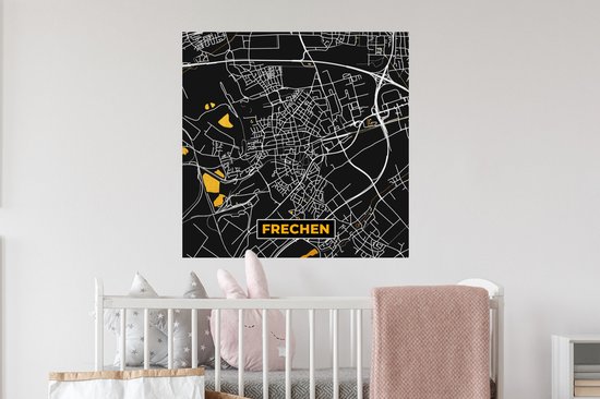 Stickers muraux - Or - Allemagne - Carte - Or - Plan de la ville - Carte - Frechen - 80x80 cm - Feuille adhésive