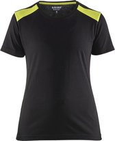 Blaklader Dames T-shirt 3479-1042 - Zwart/High Vis Geel - XXL