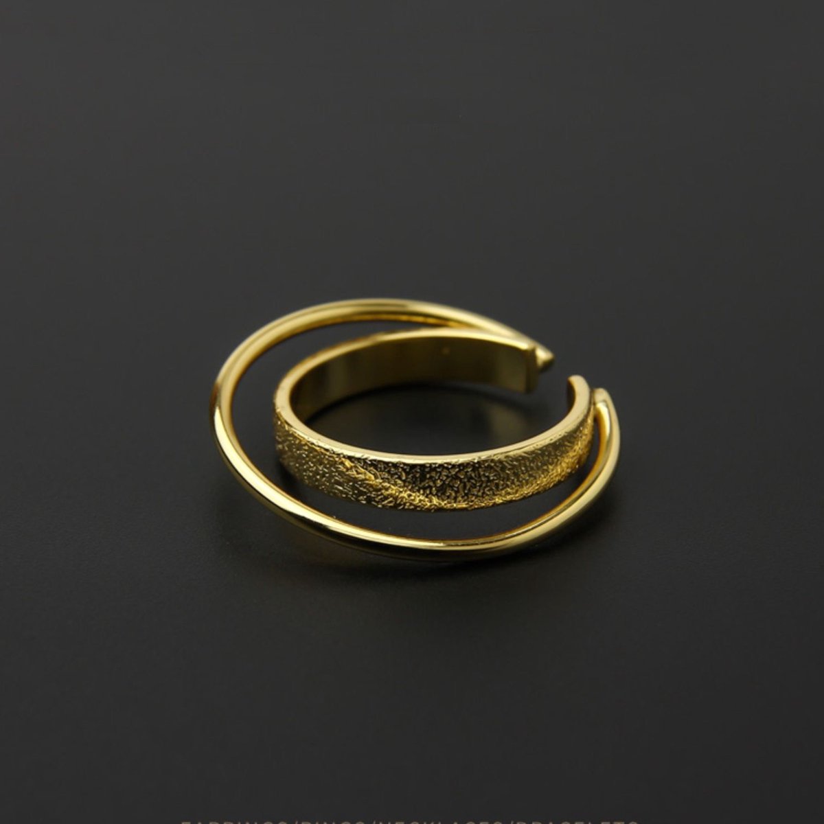 Sterrenwolk-Minimaal ontwerp dubbele cirkel ringen-Goud vermeil