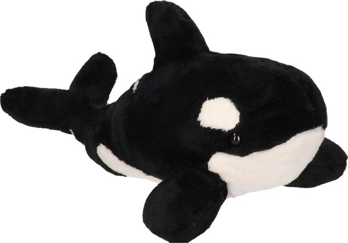 Pluche zwart/witte orka knuffel 36 cm - Orka zeedieren knuffels - Speelgoed voor kinderen
