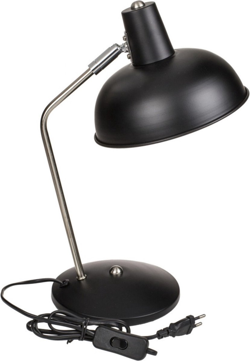 Retro tafellamp/bureaulamp zwart metaal - Schemerlamp 35 cm - E14 - Schemerlampen/bureaulampen
