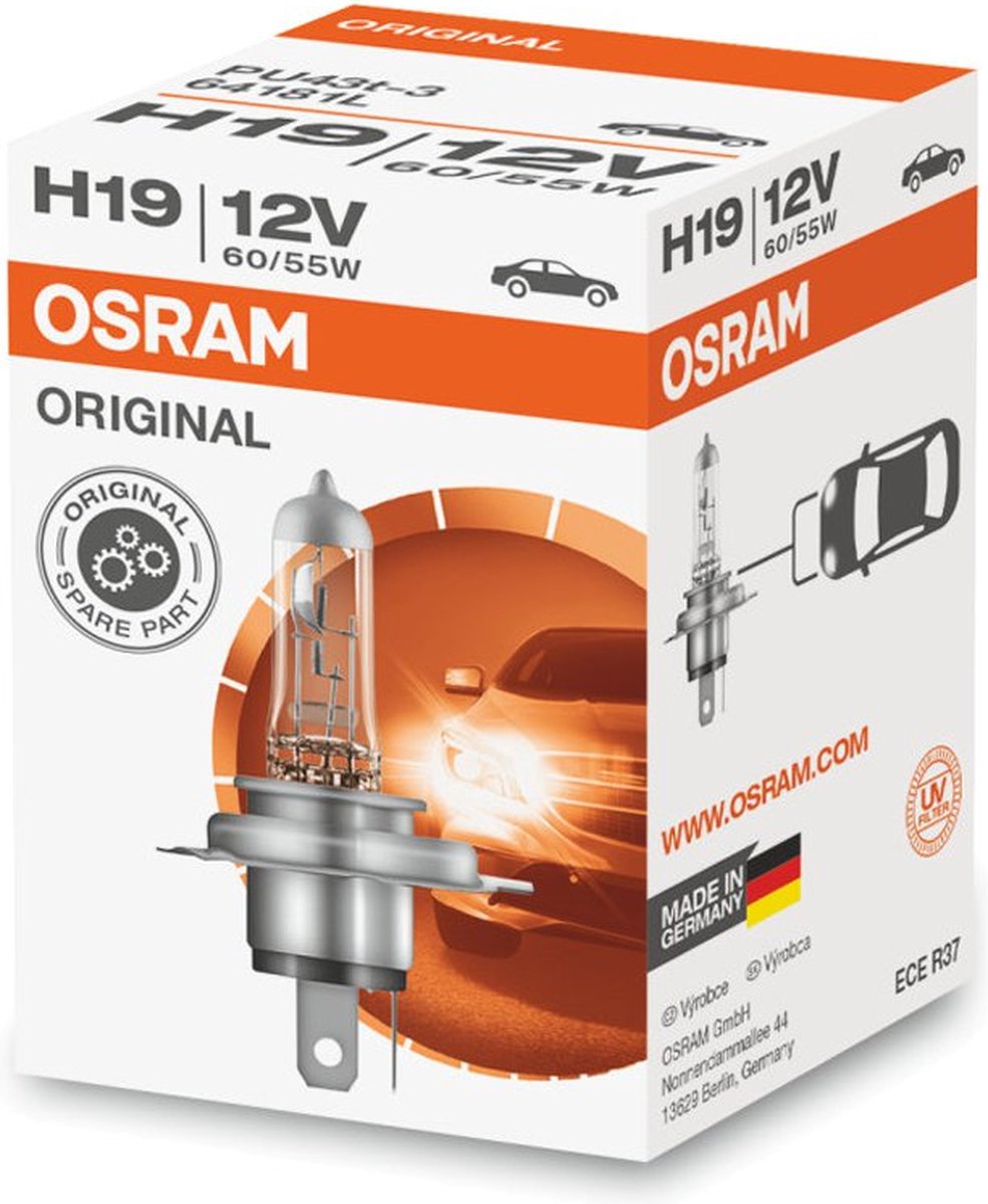 Osram H19 Halogeenlamp 12V Original Line PU43t-3