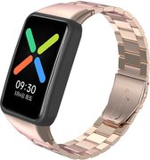 Stalen Smartwatch bandje - Geschikt voor Oppo Watch Free stalen bandje - rosé goud - Strap-it Horlogeband / Polsband / Armband - Watch Free