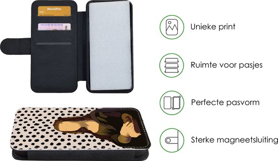 Bookcase Convient pour étui de téléphone iPhone 12 Pro Max - Pastel - Mona Lisa - Points - Maîtres anciens - Avec compartiments - Étui portefeuille avec fermeture magnétique