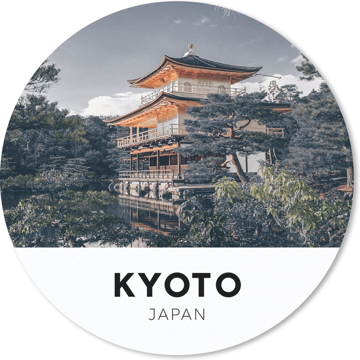 Muismat rond 40x40 cm - Mousepad Japan - Architectuur - Bomen - Ronde muismatten