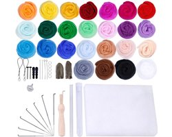 Naaldvilten starterset - Naaldvilten pakket - Needle felting - 25 kleuren wol - Viltnaalden - Naaldvilten pakket beginners